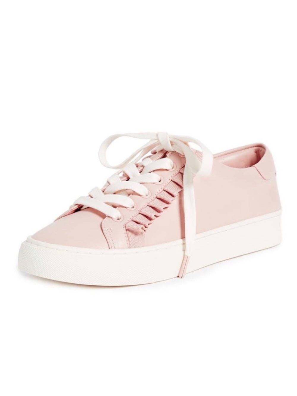 Tory Sport By Tori Burch Ruffle Sneaker Soft Pink Leather Lace Up Tennis 10.5M